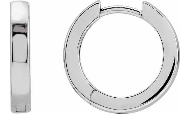 14K White 16 mm Hinged Hoop Earrings - 20172136037P