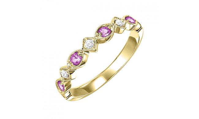 Gems One 10Kt Yellow Gold Diamond (1/20Ctw) & Pink Sapphire (1/6 Ctw) Ring - FR1037-1YD
