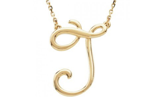 14K Yellow Script Initial J 16 Necklace - 84635205P