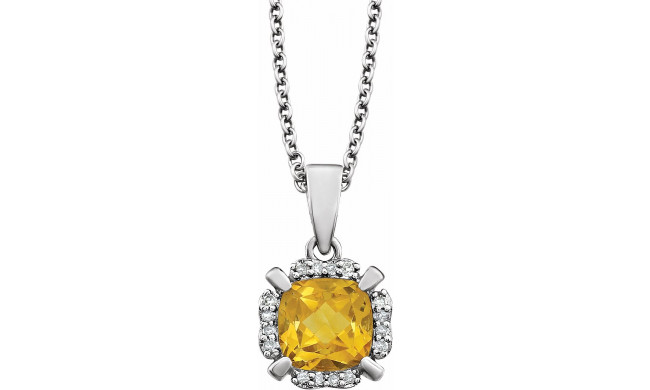 14K White Citrine & .05 CTW Diamond 18 Necklace - 65195360011P