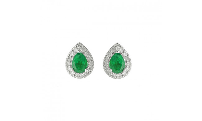 Gems One 10Kt White Gold Diamond (1/8Ctw) & Emerald (3/8 Ctw) Earring - ER31976-1WDE