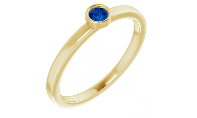 14K Yellow 3 mm Round Blue Sapphire Ring - 718066209P