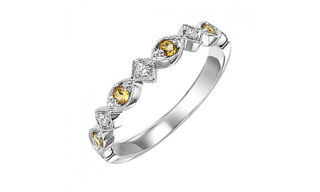 Gems One 14Kt White Gold Diamond (1/20Ctw) & Citrine (1/6 Ctw) Ring - FR1240-4WD