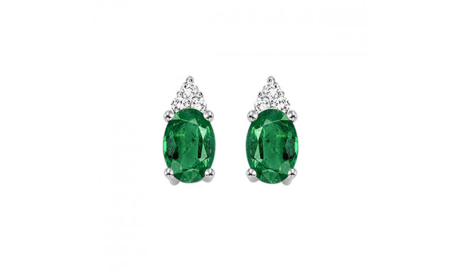 Gems One 10Kt White Gold Diamond (1/20Ctw) & Emerald (5/8 Ctw) Earring - FE4023-1WDE