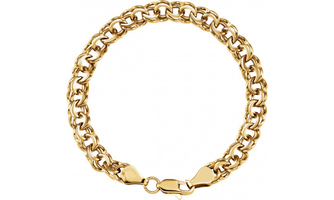 14K Yellow 7 mm Solid Double Link Charm 7.75 Bracelet - CH113120426P