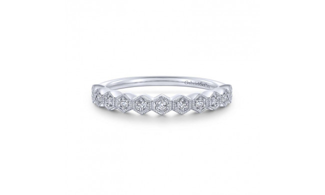 Gabriel & Co. 14k White Gold Victorian Diamond Wedding Band - WB14429R4W44JJ