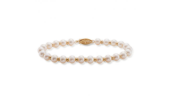 Mastaloni 14k Yellow Gold 7 inch Beaded Freshwater Pearl Bracelet