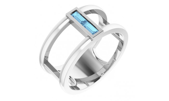 14K White Aquamarine Baguette Ring - 71884615P