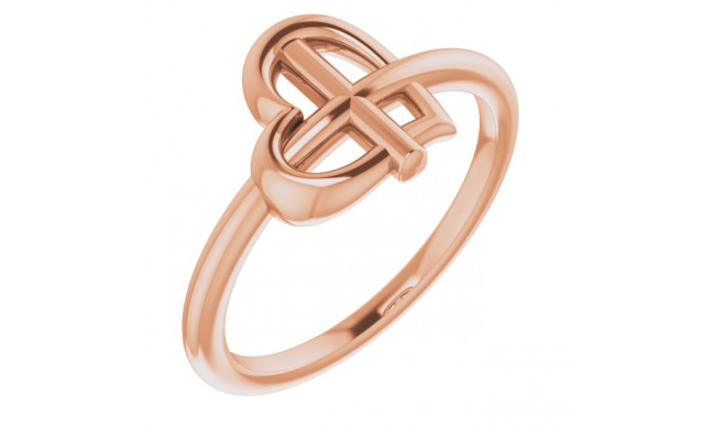 14K Rose Heart Cross Ring - R43065103P