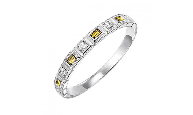 Gems One 10Kt White Gold Diamond (1/10Ctw) & Citrine (1/8 Ctw) Ring - FR1204-1WD