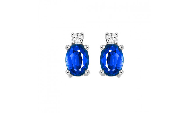 Gems One 14Kt White Gold Diamond (1/20Ctw) & Sapphire (1/2 Ctw) Earring - NE328-4WCS