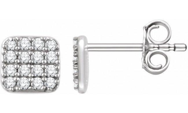 14K White 1/5 CTW Diamond Square Cluster Earrings - 65183460001P