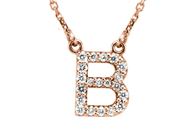 14K Rose Initial B 1/8 CTW Diamond 16 Necklace - 67311153P