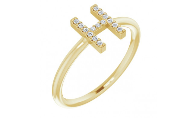 14K Yellow .07 CTW Diamond Initial H Ring - 1238346036P