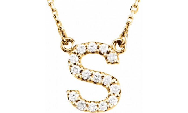 14K Yellow Initial S 1/8 CTW Diamond 16 Necklace - 67311144P