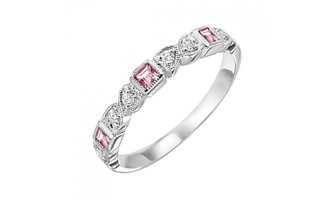 Gems One 14Kt White Gold Diamond (1/12Ctw) & Pink Tourmaline (1/6 Ctw) Ring - FR1229-4WD