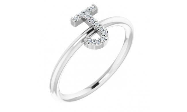 14K White .05 CTW Diamond Initial J Ring - 1238346045P