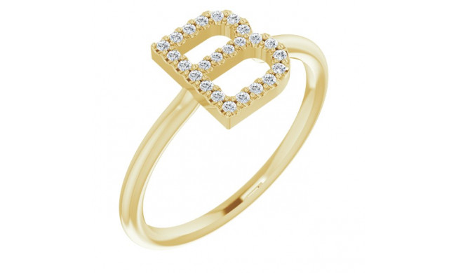 14K Yellow 1/8 CTW Diamond Initial B Ring - 1238346006P