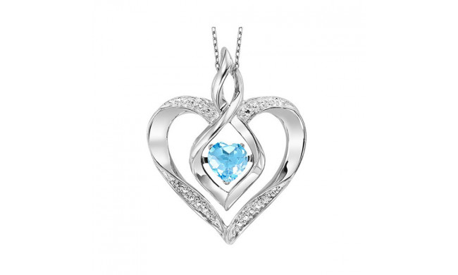 Gems One Silver Diamond (1/50 Ctw) & Created Blue Topaz (1/4 Ctw) Pendant - ROL1165B