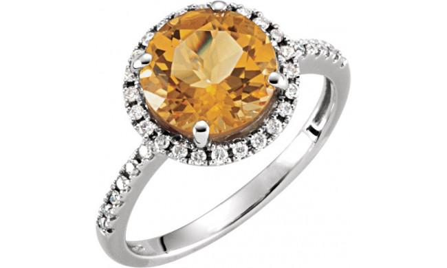 14K White Citrine & 1/6 CTW Diamond Ring - 651449100P