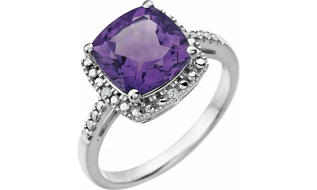 14K White Amethyst & .03 CTW Diamond Ring - 651604100P