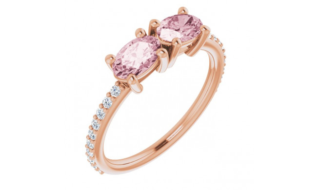 14K Rose Morganite & 1/5 CTW Diamond Ring - 12219660003P