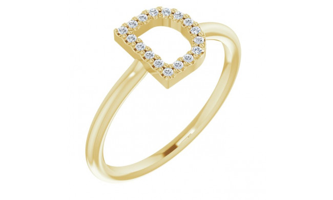 14K Yellow .08 CTW Diamond Initial D Ring - 1238346016P