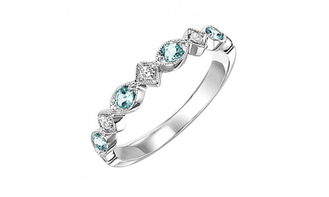 Gems One 14Kt White Gold Diamond (1/20Ctw) & Blue Topaz (1/6 Ctw) Ring - FR1236-4WD