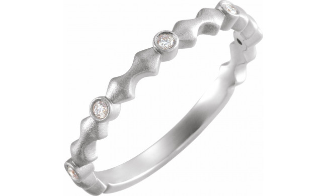 14K White .07 CTW Diamond Anniversary Band with Bead Blast Finish - 123950600P