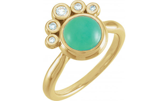 14K Yellow Chrysoprase & 1/8 CTW Diamond Ring - 72052616P