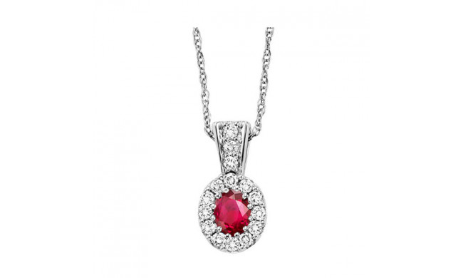 Gems One 14Kt White Gold Diamond (1/8Ctw) & Ruby (1/6 Ctw) Pendant - RPT2002P-4WCR