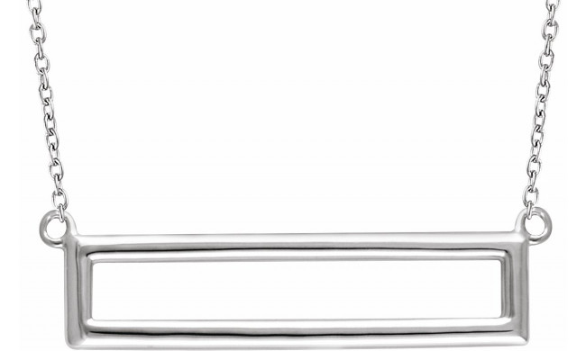 14K White Rectangle 16-18 Necklace - 65194960001P