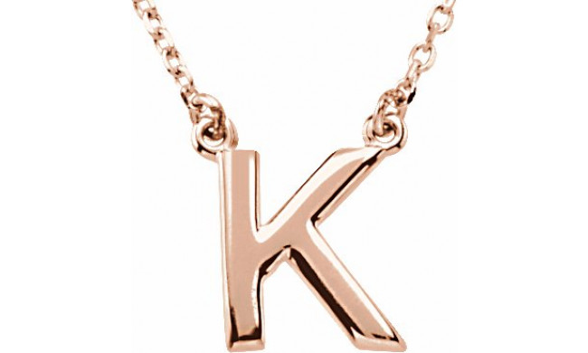 14K Rose Block Initial K 16 Necklace - 8463460010P