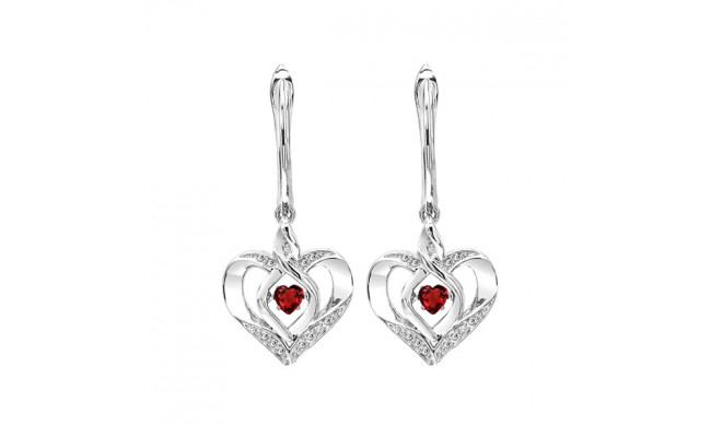 Gems One Silver Diamond (1/50 Ctw) & Created-Garnet (1/8 Ctw) Earring - ROL2165G