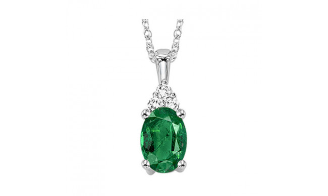 Gems One 10Kt White Gold Diamond (1/50Ctw) & Emerald (1/2 Ctw) Pendant - FP4023-1WDE