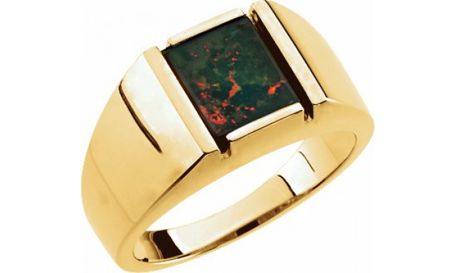 14K Yellow Bloodstone Men's Ring - 64221100459P