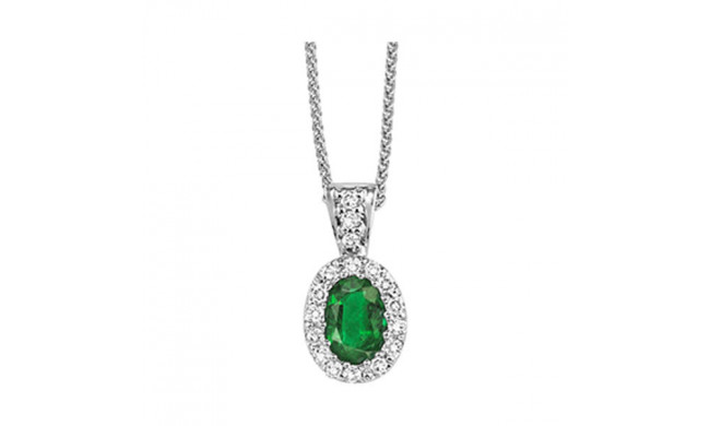 Gems One 14Kt White Gold Diamond (1/10Ctw) & Emerald (3/8 Ctw) Pendant - HDP438-4WCE