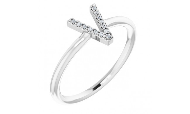 14K White .04 CTW Diamond Initial V Ring - 1238346105P