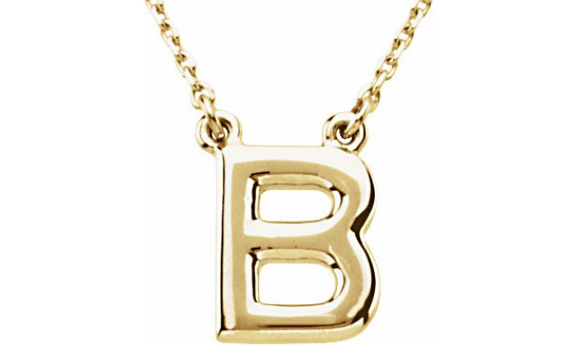 14K Yellow Block Initial B 16 Necklace - 84634103P