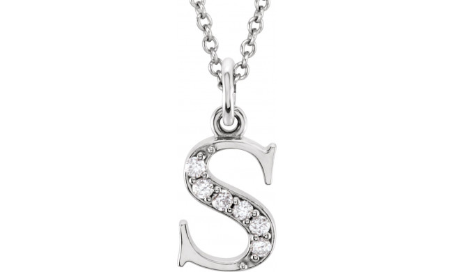 14K White .03 CTW Diamond Lowercase Initial s 16 Necklace - 8580360054P