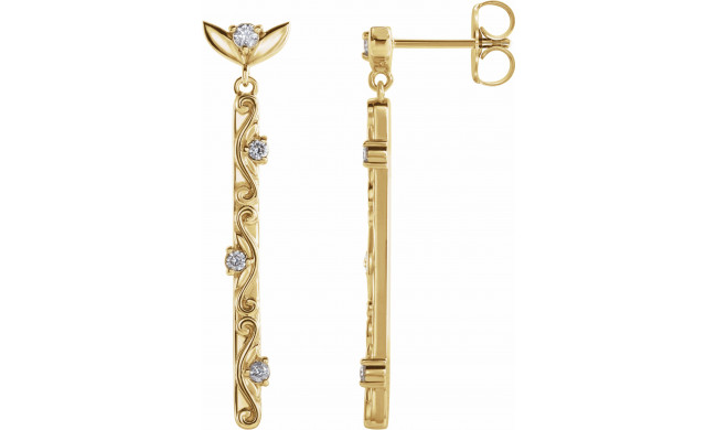 14K Yellow 1/8 CTW Diamond Vintage-Inspired Dangle Earrings - 87044601P