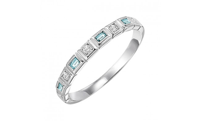 Gems One 10Kt White Gold Diamond (1/12Ctw) & Aquamarine (1/8 Ctw) Ring - FR1260-1WD