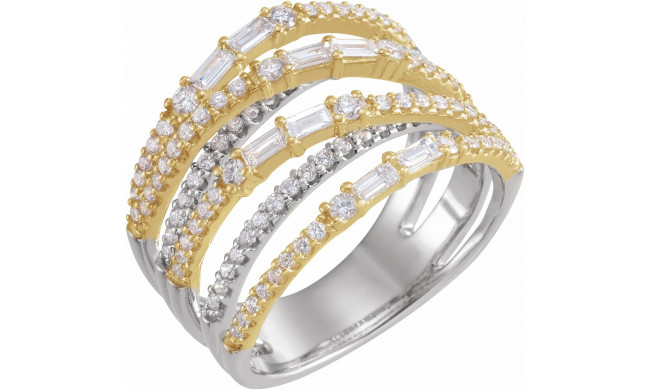 14K White & Yellow 1 CTW Diamond Negative Space Ring - 65357810002P