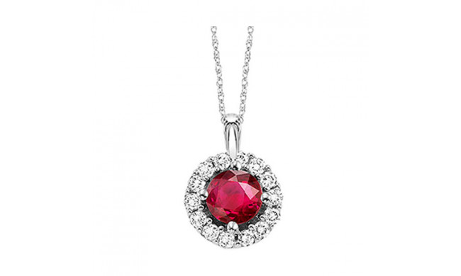 Gems One 14Kt White Gold Diamond (1/12Ctw) & Ruby (1/4 Ctw) Pendant - NP711-4WCR