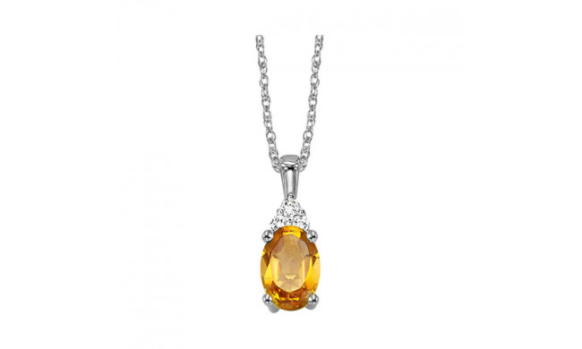 Gems One 10Kt White Gold Diamond (1/50Ctw) & Citrine (1/2 Ctw) Pendant - FP4029-1WDC