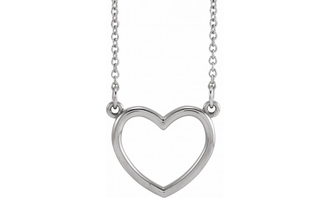 14K White 13.8x13 mm Heart 16 Necklace - 85874104P