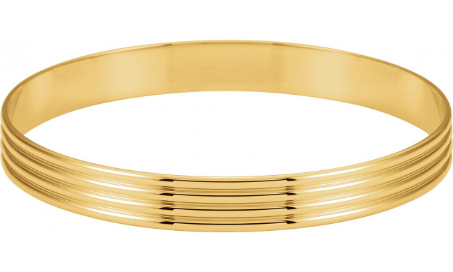 14K Yellow 8 mm Grooved Bangle Bracelet - BRC81102934P