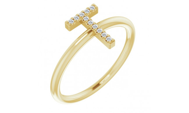 14K Yellow .06 CTW Diamond Initial T Ring - 1238346096P