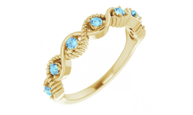 14K Yellow Aquamarine Stackable Ring - 720466024P