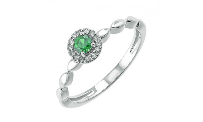 Gems One 10Kt White Gold Diamond (1/12Ctw) & Emerald (1/5 Ctw) Ring - RG87016-1WDE